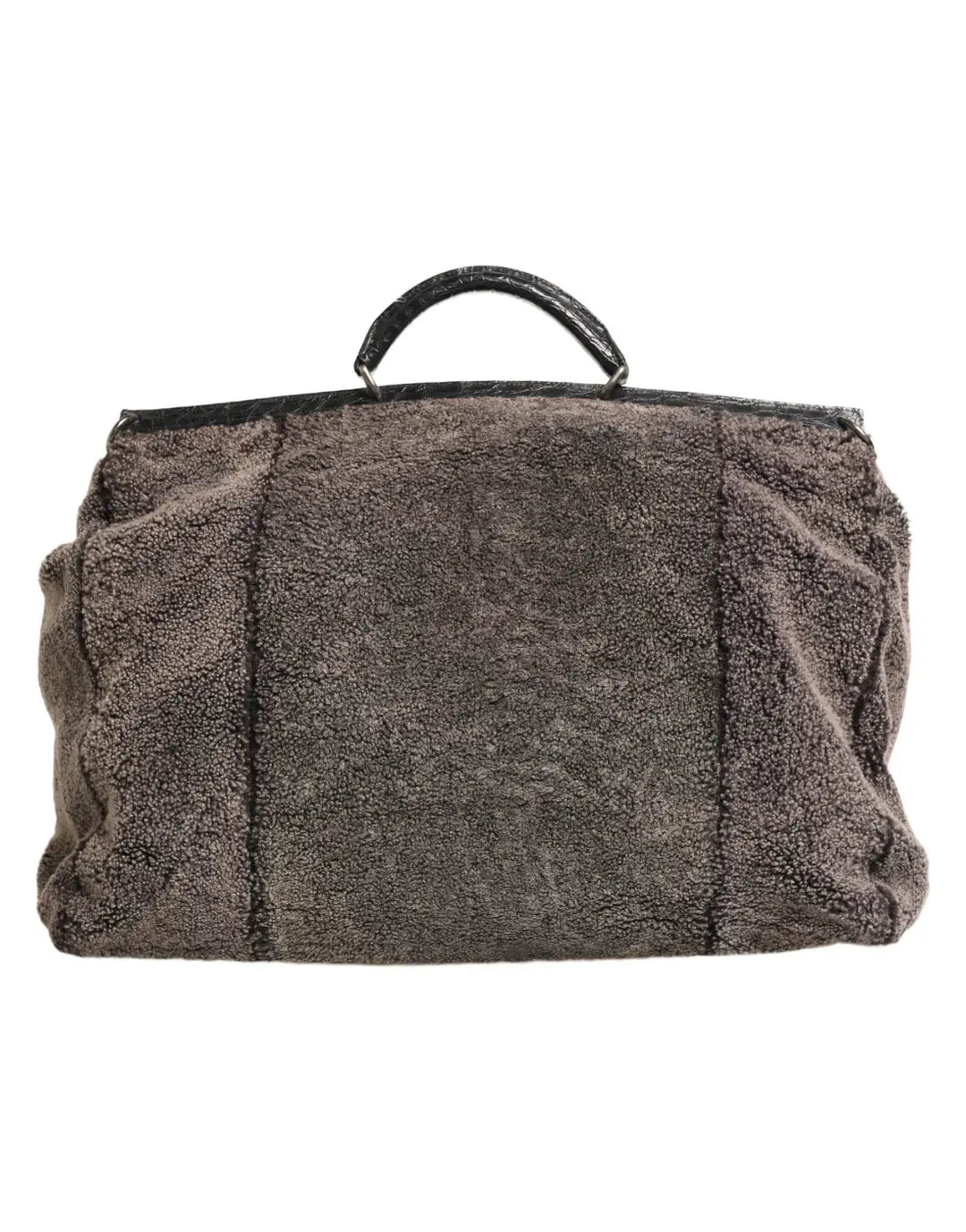 Dolce &amp; Gabbana Black Shearling Leather Messenger Shoulder Men Borse Bag