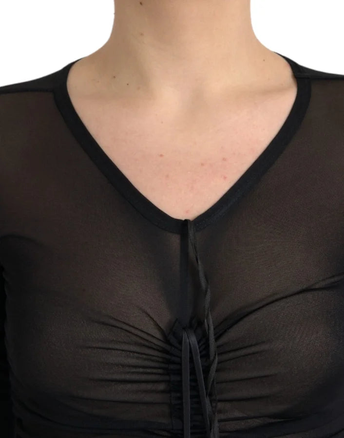 Dolce &amp; Gabbana Black Sheer Bodycon Sheath Midi Dress