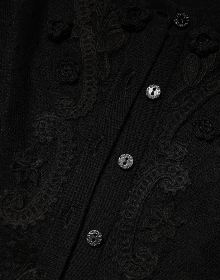 Dolce &amp; Gabbana Black Sheer Button Down Cardigan Sweater
