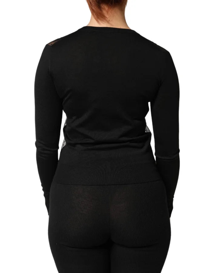 Dolce &amp; Gabbana Black Sheer Button Down Cardigan Sweater