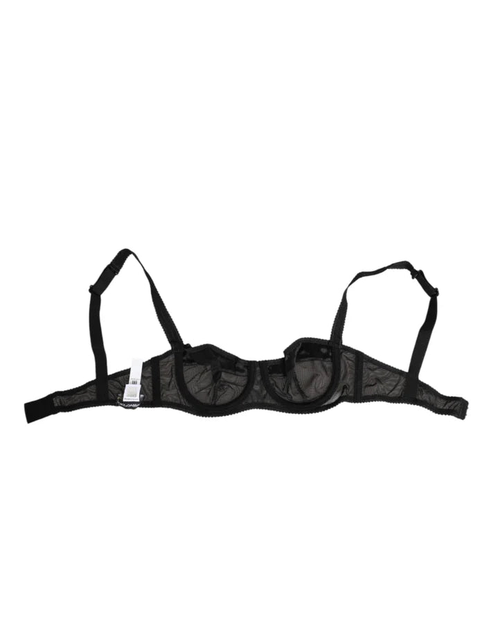 Dolce &amp; Gabbana Black Sheer Mesh Underwire Bra Underwear