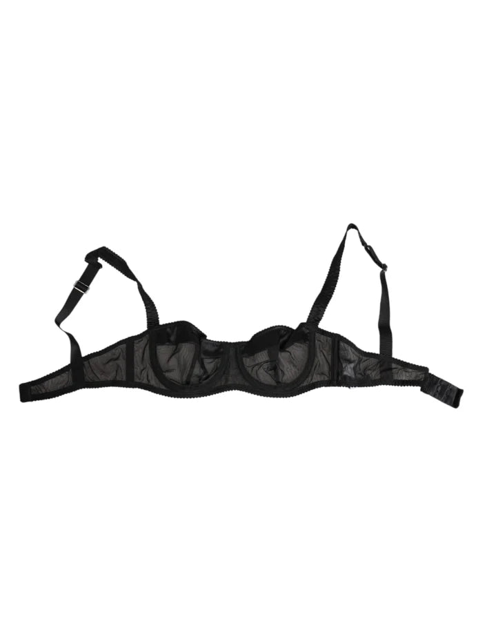 Dolce &amp; Gabbana Black Sheer Mesh Underwire Bra Underwear