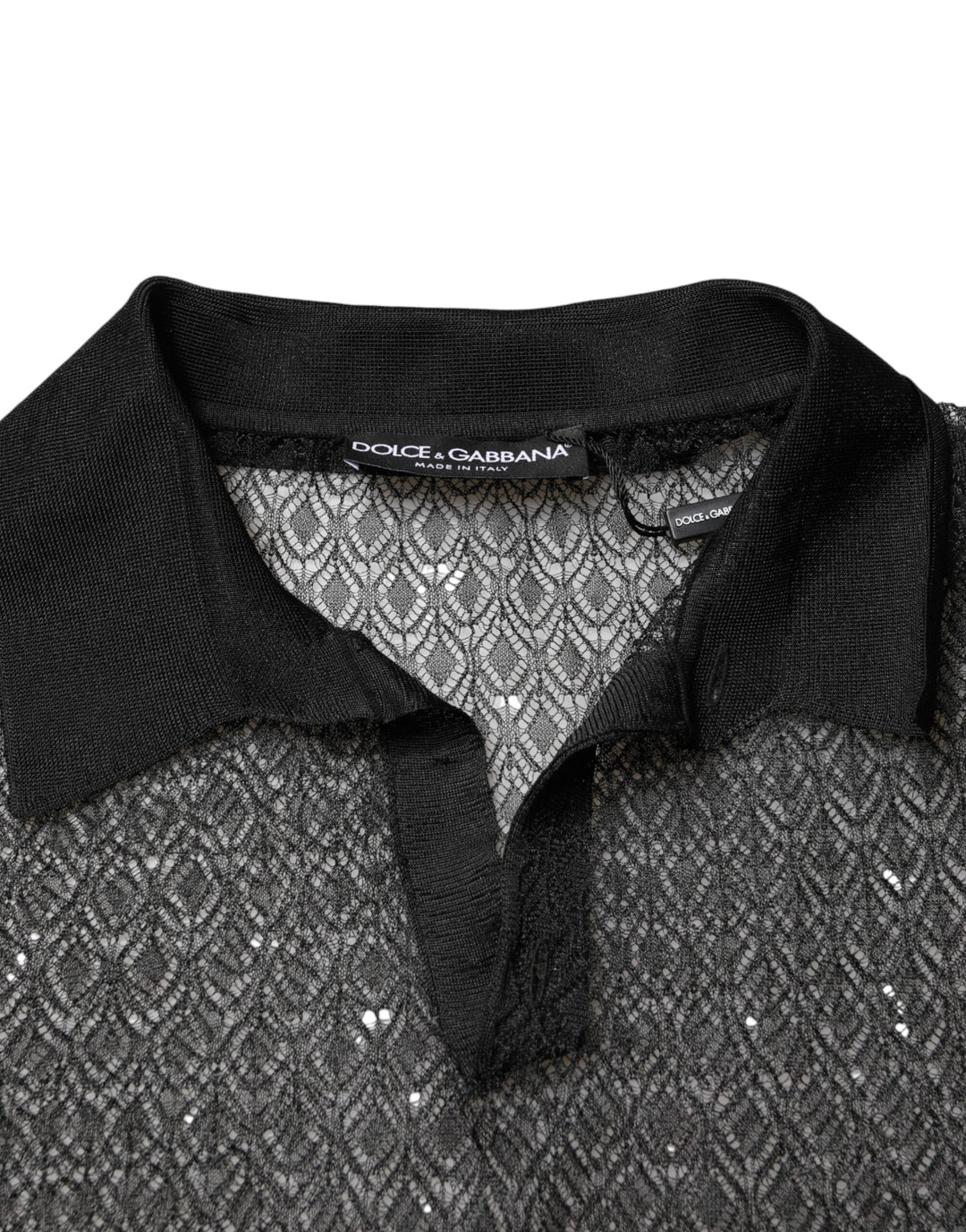 Dolce &amp; Gabbana Black Sheer Short Sleeves Casual Polo  Top