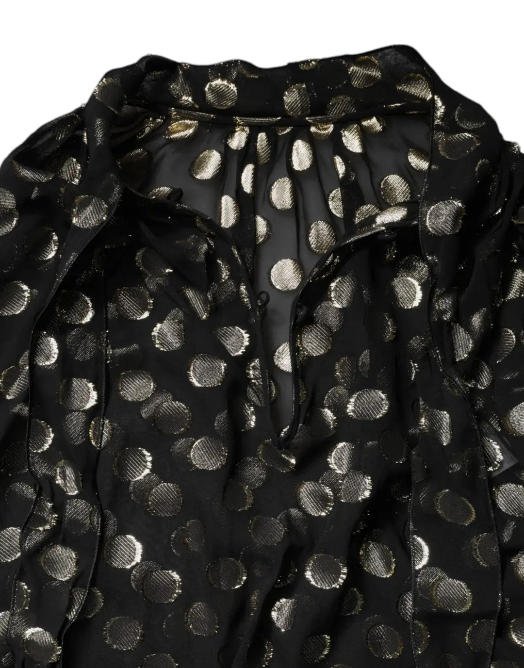 Dolce &amp; Gabbana Black Sheer Tied Neck Polka Dots Blouse Top