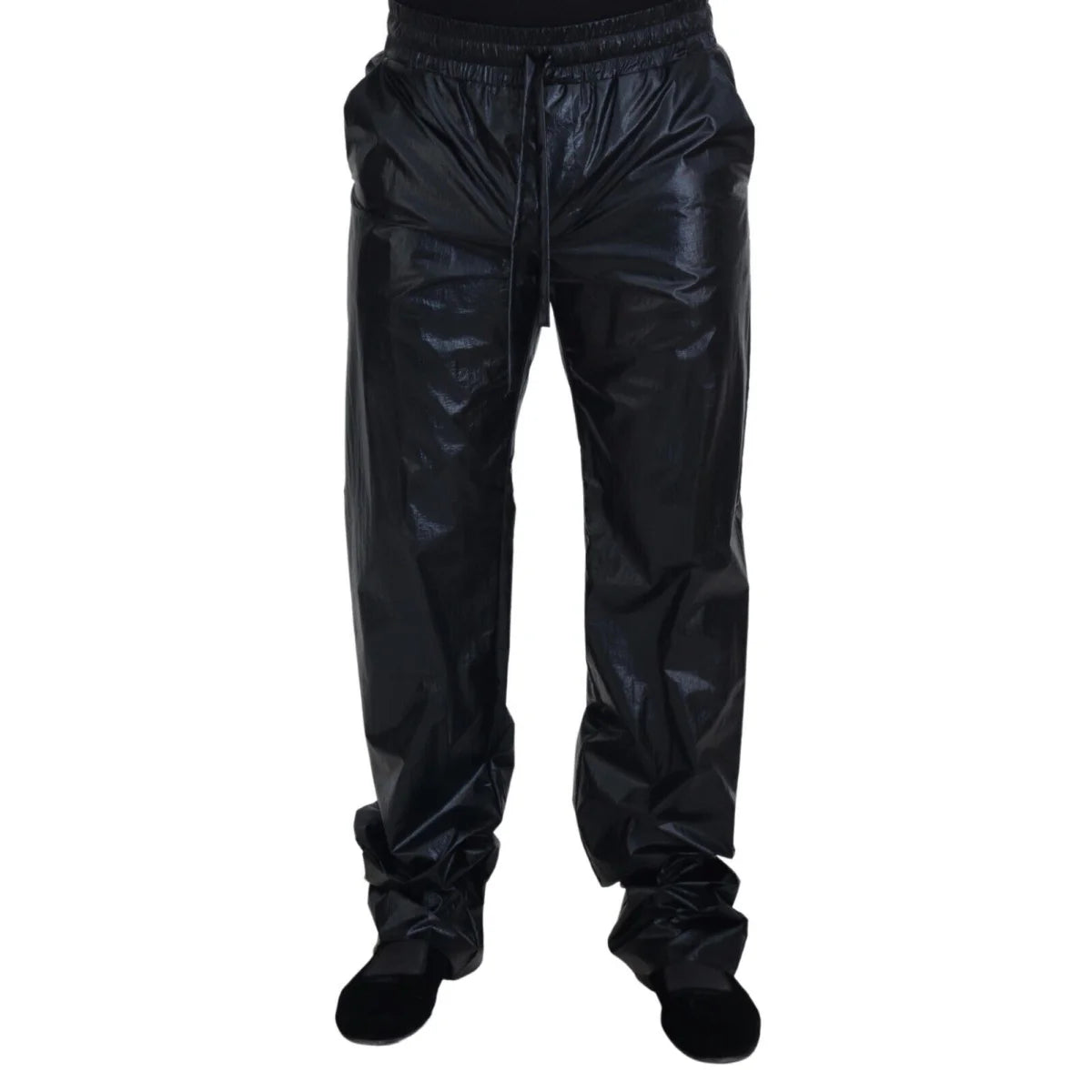 Dolce & Gabbana Black Shining Drawstring Trouser Nylon Pants