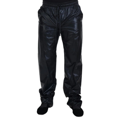 Dolce & Gabbana Black Shining Drawstring Trouser Nylon Pants