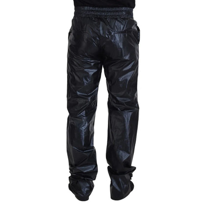 Dolce & Gabbana Black Shining Drawstring Trouser Nylon Pants