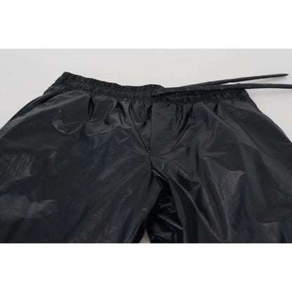 Dolce & Gabbana Black Shining Drawstring Trouser Nylon Pants