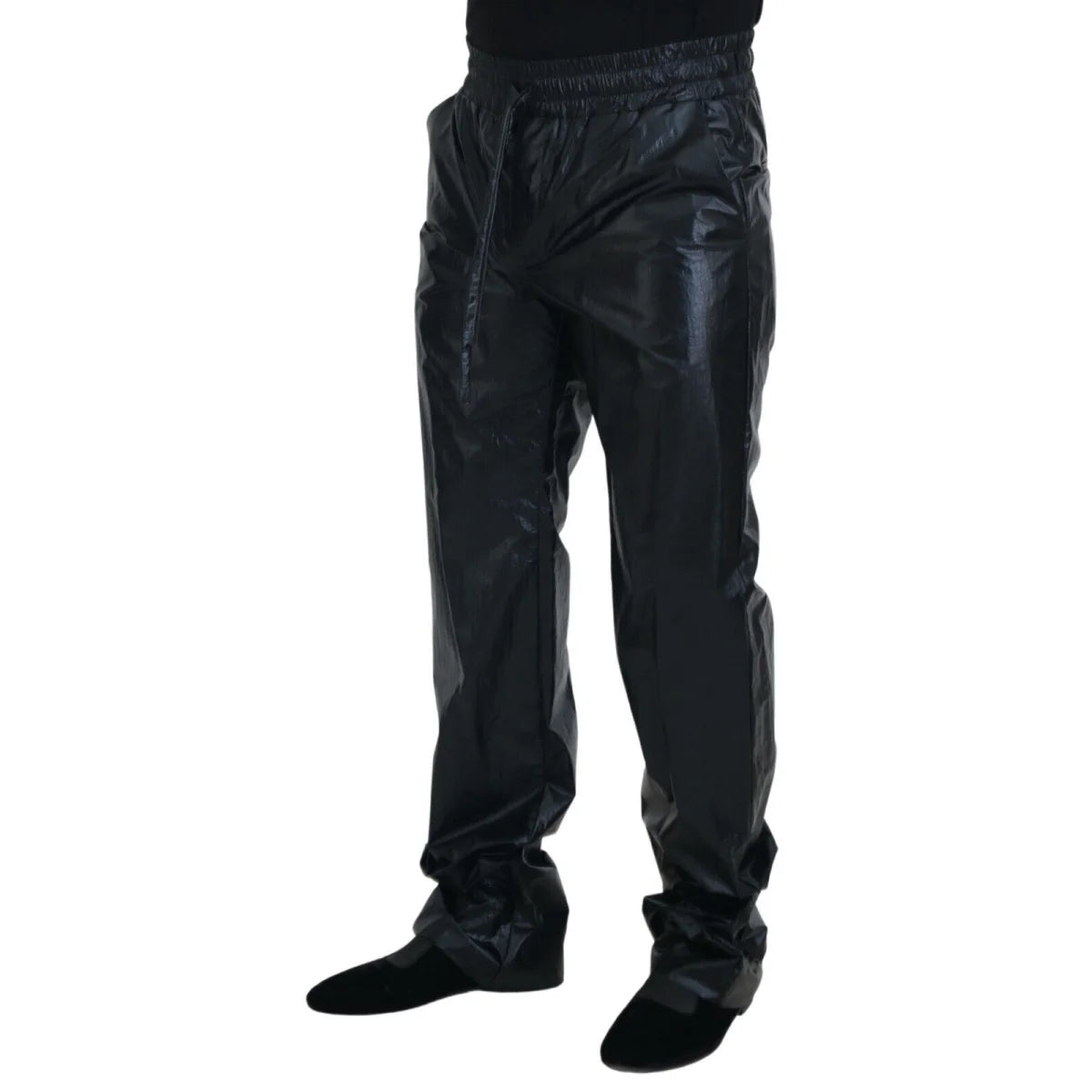 Dolce & Gabbana Black Shining Drawstring Trouser Nylon Pants