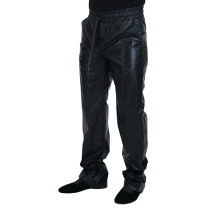 Dolce & Gabbana Black Shining Drawstring Trouser Nylon Pants