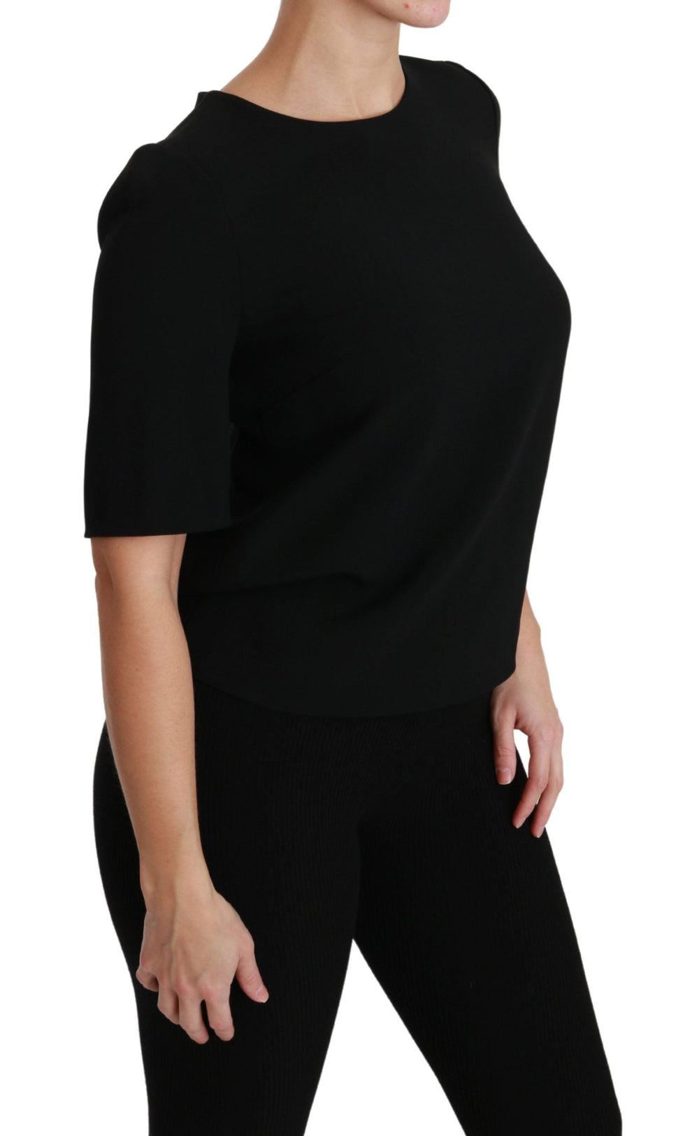 Dolce & Gabbana - Black Short Sleeve Casual Top Stretch Blouse