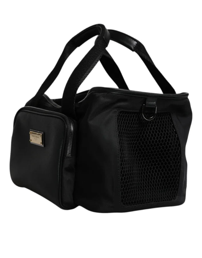Dolce &amp; Gabbana Black Shoulder Strap Pet Carry Logo Plaque Bag