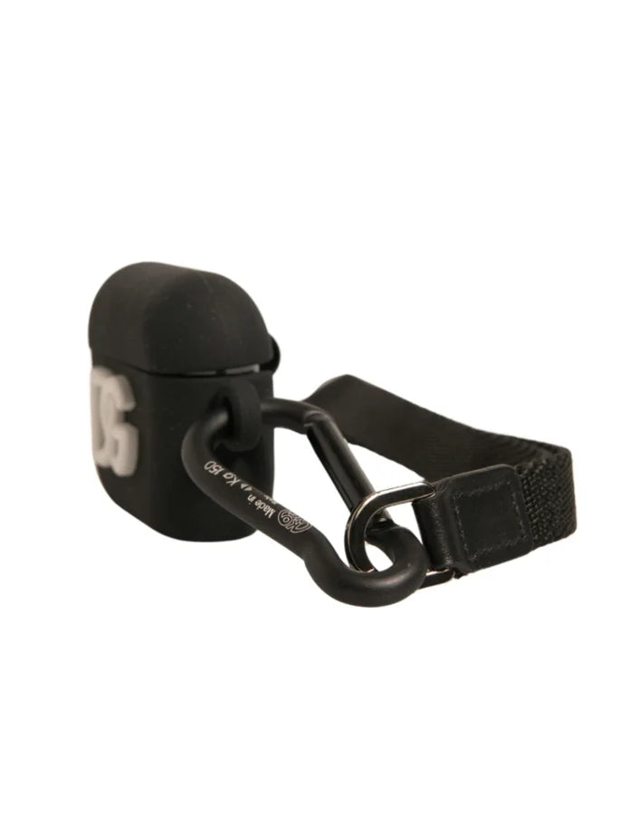 Dolce &amp; Gabbana Black Silicone Rubber Logo Embossed Airpods Case