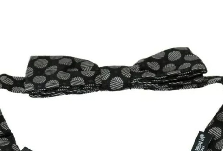Dolce &amp; Gabbana Black Silk Circles Men Necktie Bow Tie