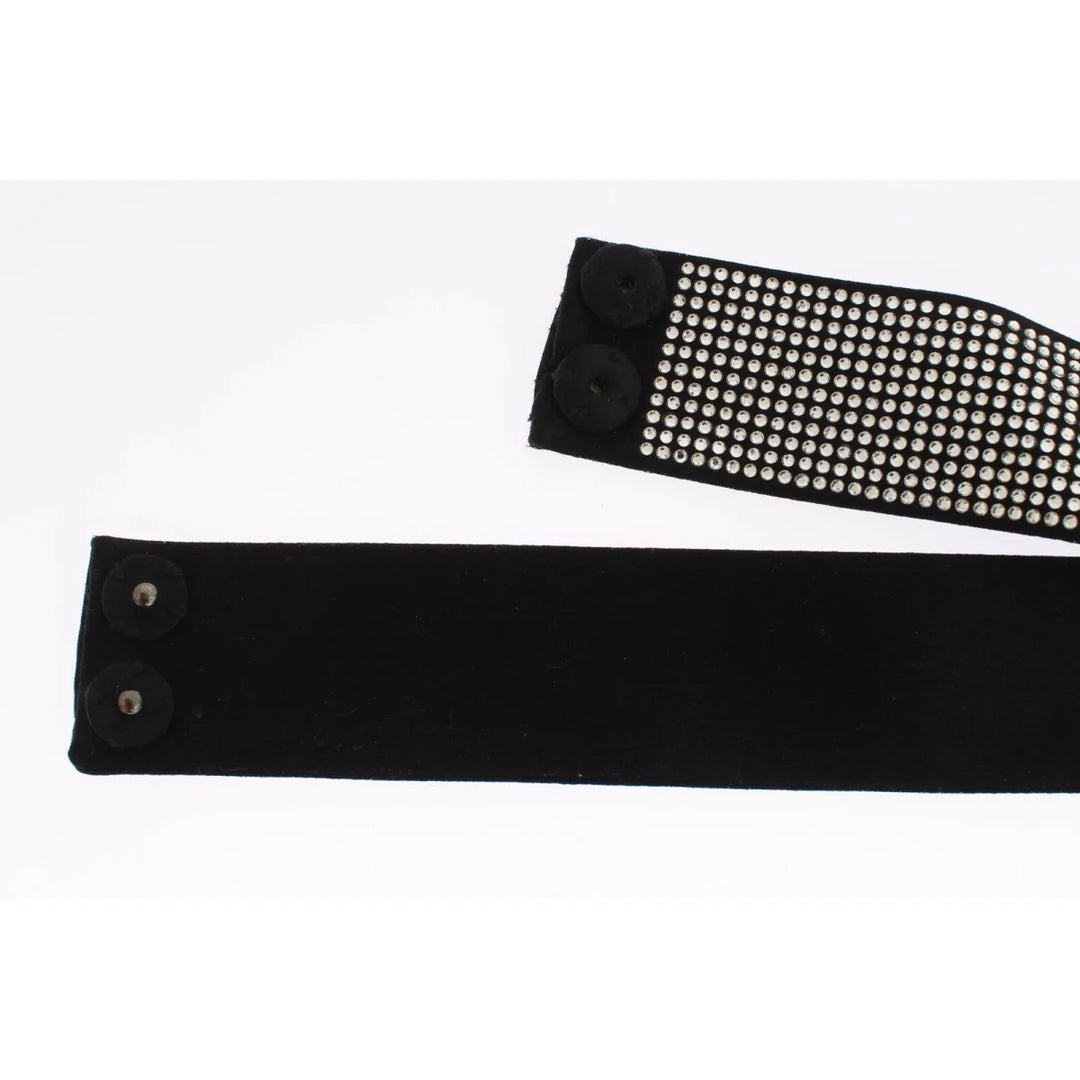 Dolce & Gabbana Black Silk Clear Crystal Bow Waist Belt