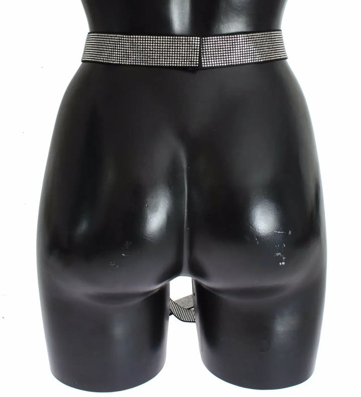 Dolce &amp; Gabbana Black Silk Clear Crystal Bow Waist Belt