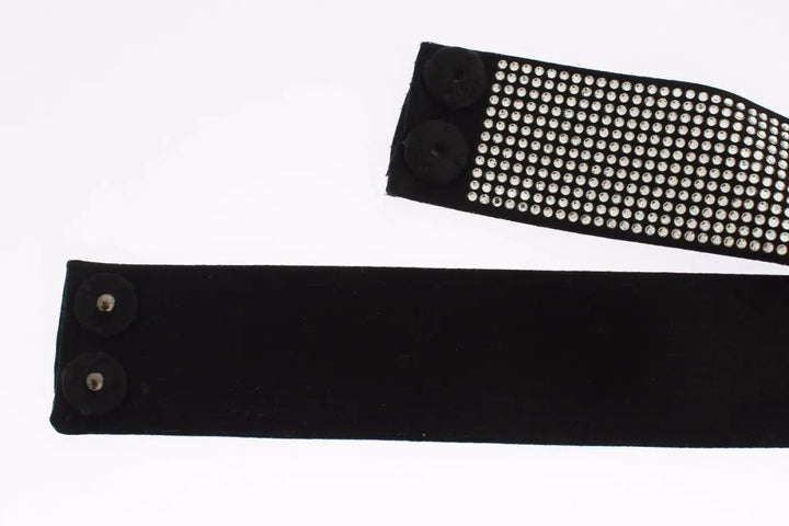 Dolce &amp; Gabbana Black Silk Clear Crystal Bow Waist Belt