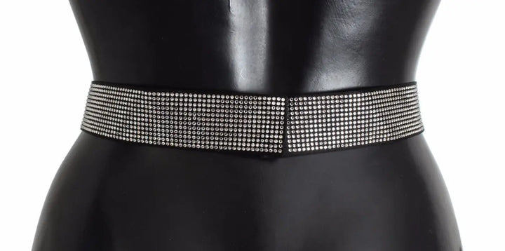 Dolce &amp; Gabbana Black Silk Clear Crystal Bow Waist Belt