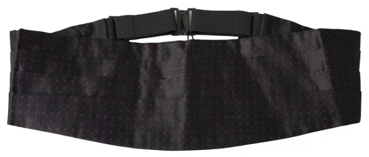 Dolce &amp; Gabbana Black Silk Dotted Waist Tuxedo Belt Cummerbund