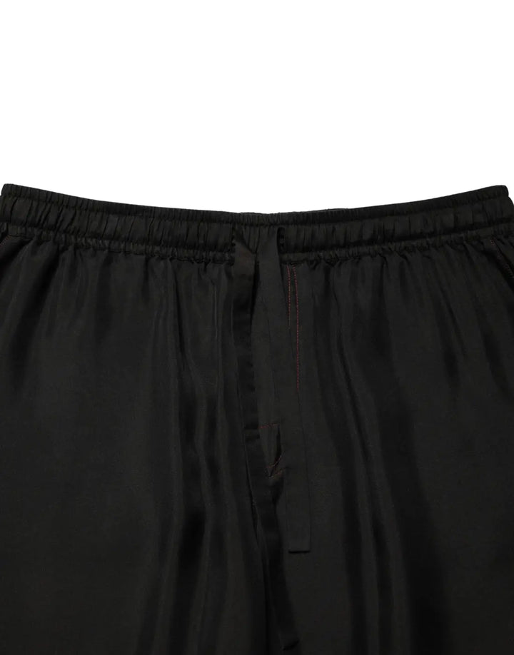 Dolce &amp; Gabbana Black Silk Drawstring Men Bermuda Shorts