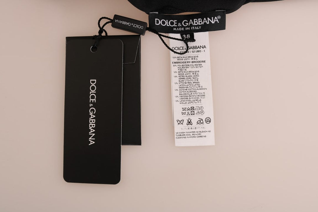 Dolce &amp; Gabbana - Black Silk Fairy Tale Top Crystal Blouse