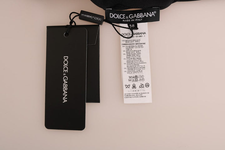 Dolce &amp; Gabbana - Black Silk Fairy Tale Top Crystal Blouse