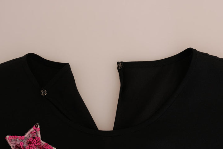 Dolce &amp; Gabbana - Black Silk Fairy Tale Top Crystal Blouse