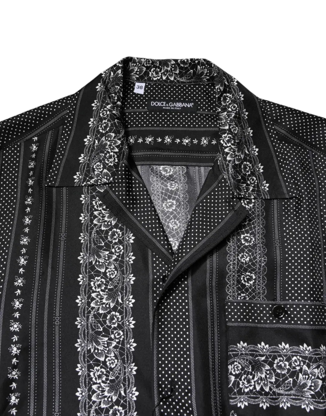 Dolce &amp; Gabbana Black Silk Floral Print Short Sleeves Shirt