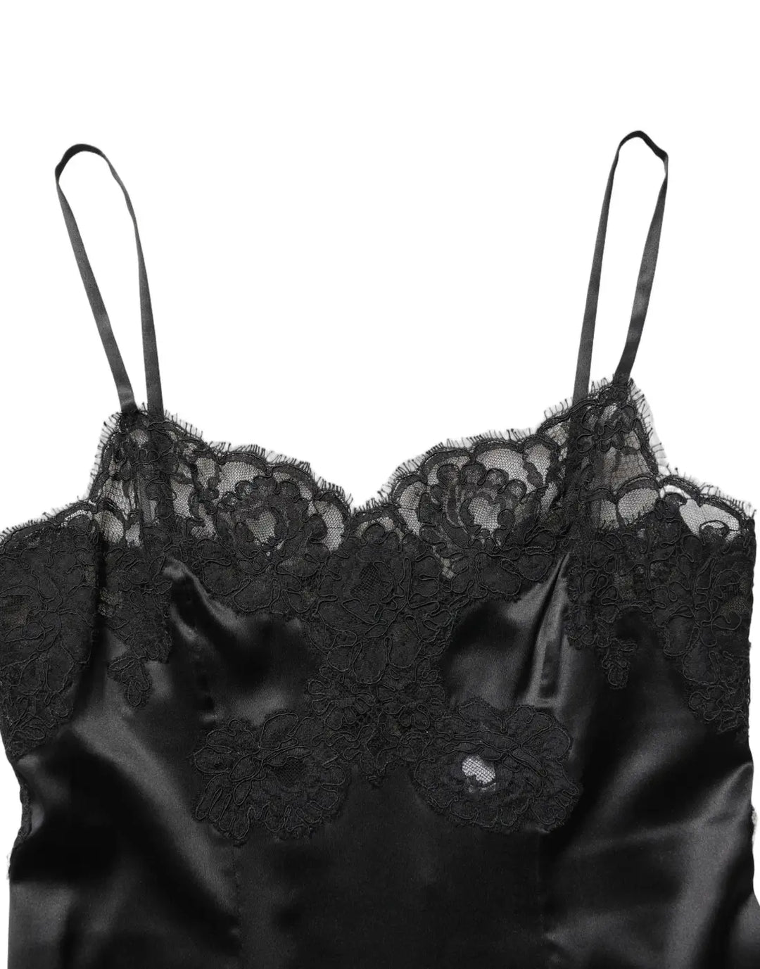 Dolce &amp; Gabbana Black Silk Lace Lingerie Short Chemise Sleepwear