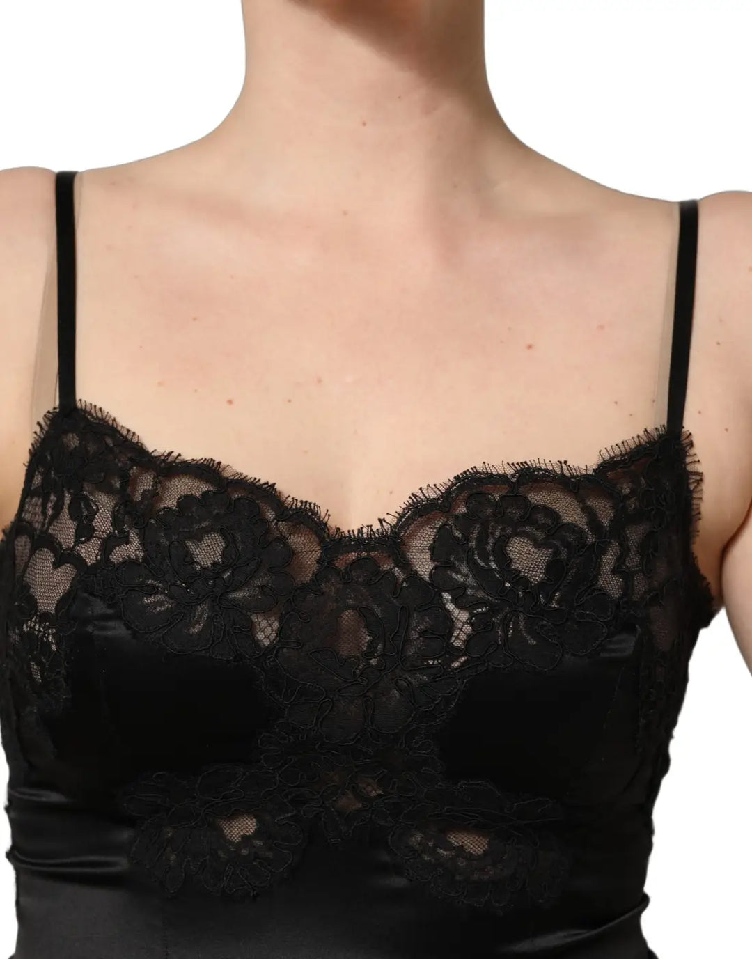 Dolce &amp; Gabbana Black Silk Lace Lingerie Short Chemise Sleepwear