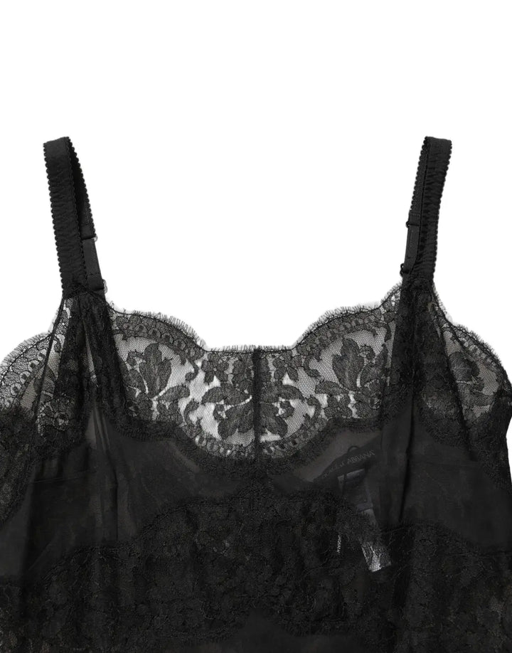 Dolce &amp; Gabbana Black Silk Lace Slip Lingerie Chemise Sleepwear