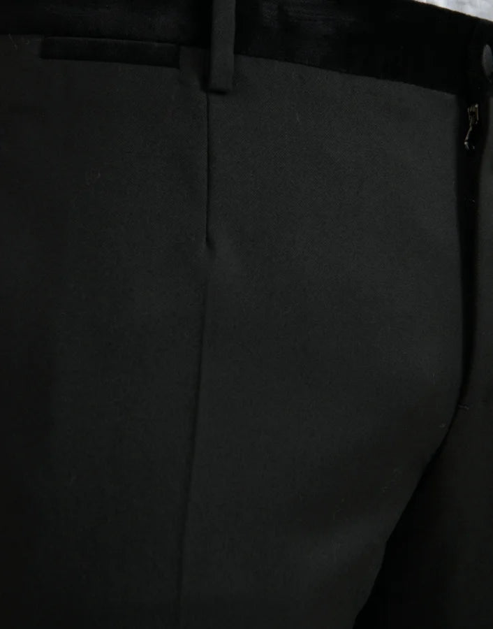 Dolce &amp; Gabbana Black Silk Men Skinny Dress Pants