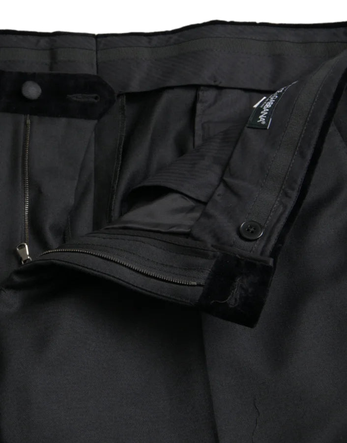 Dolce &amp; Gabbana Black Silk Men Skinny Dress Pants