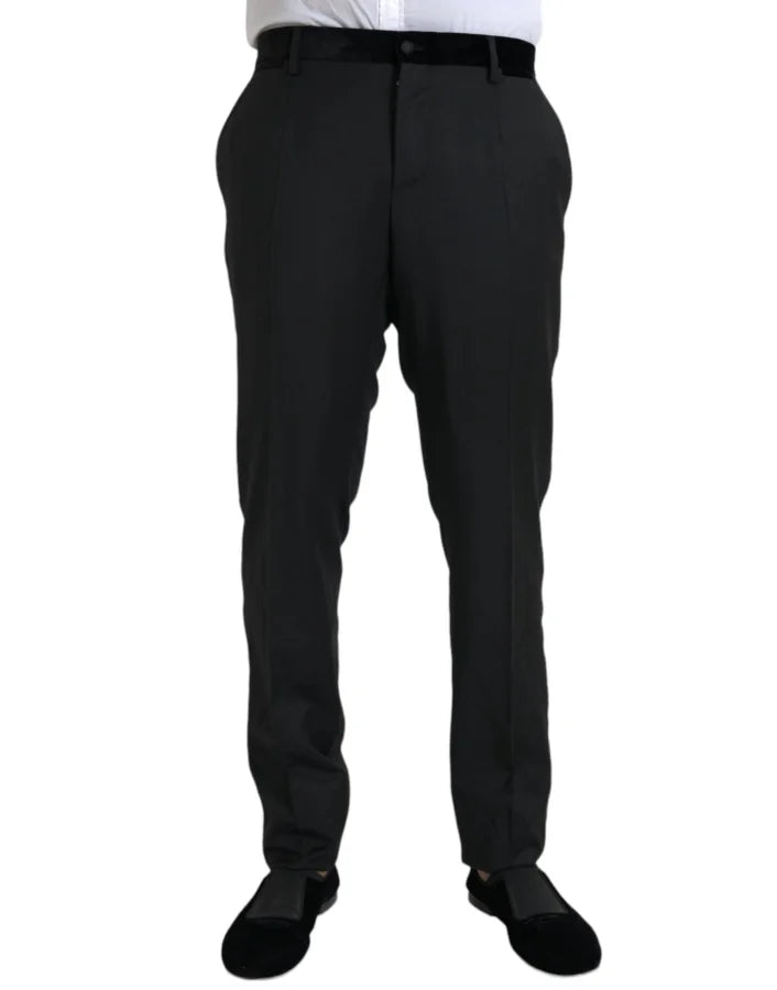 Dolce &amp; Gabbana Black Silk Men Skinny Dress Pants
