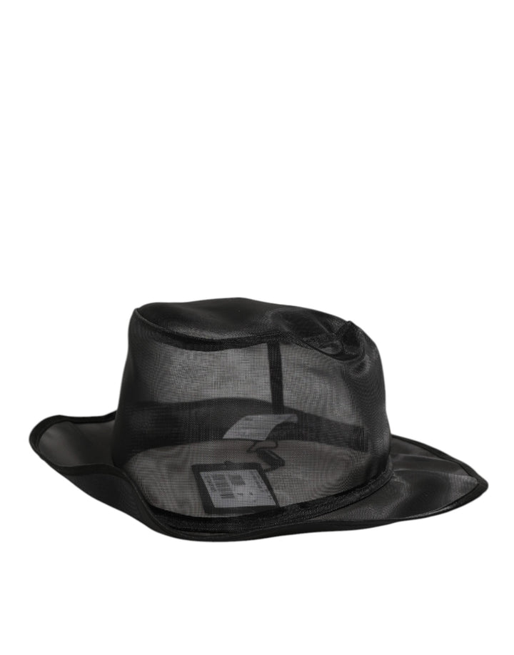 Dolce &amp; Gabbana Black Silk Mesh Bucket Men Fisherman Cap Hat