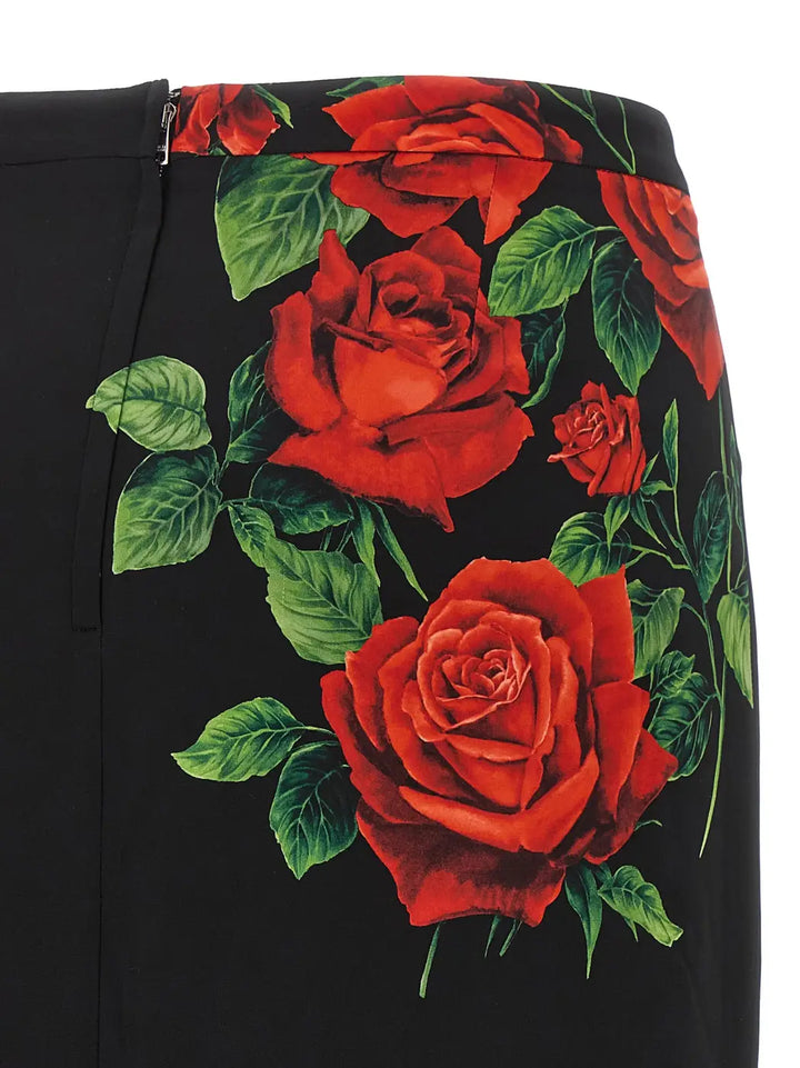 Dolce &amp; Gabbana Black Silk Midi Skirt