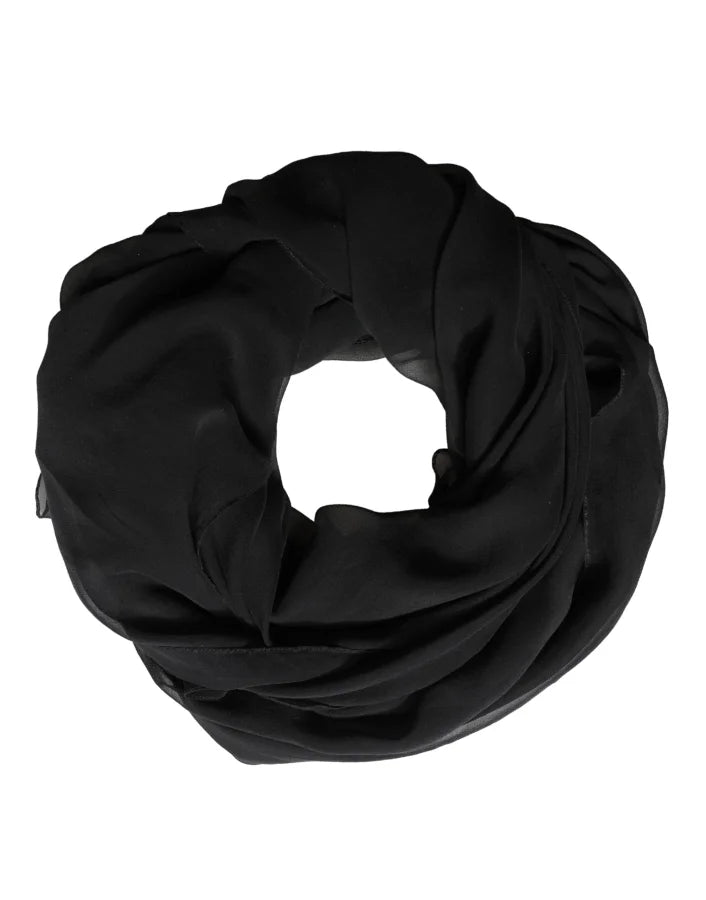 Dolce &amp; Gabbana Black Silk Neck Wrap Shawl Stole 167cm x 126cm Scarf