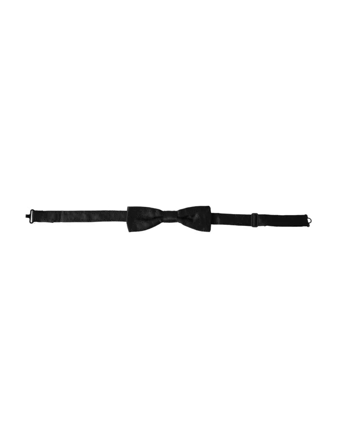 Dolce &amp; Gabbana Black Silk Patterned Adjustable Neck Men Bow Tie