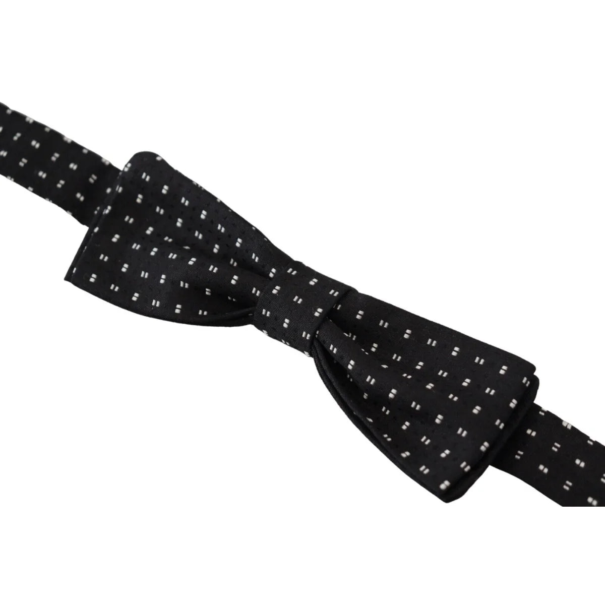 Dolce & Gabbana Black Silk Patterned Neck Papillon Accessory Bow Tie