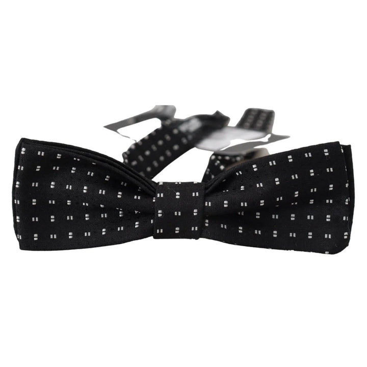 Dolce & Gabbana Black Silk Patterned Neck Papillon Accessory Bow Tie