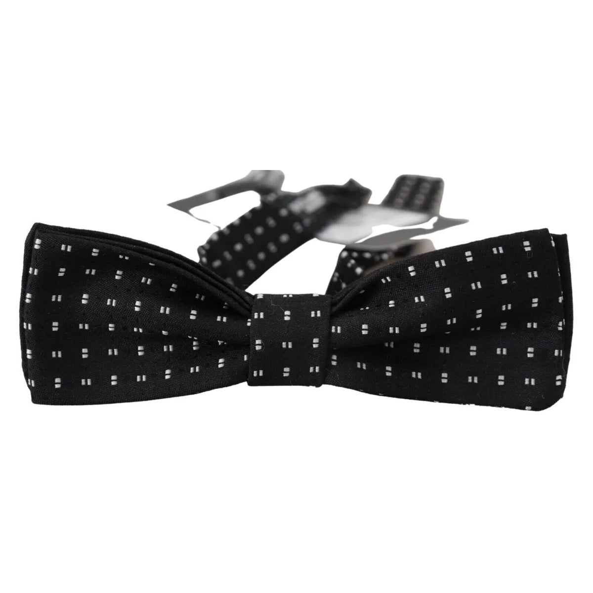 Dolce & Gabbana Black Silk Patterned Neck Papillon Accessory Bow Tie