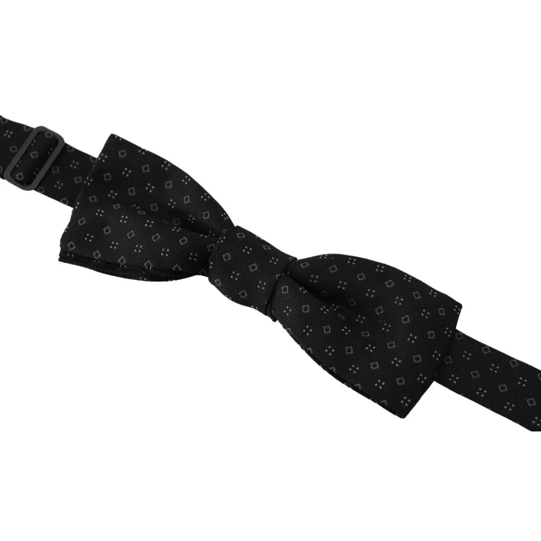Dolce & Gabbana Black Silk Patterned Necktie Men Accessory Bow Tie