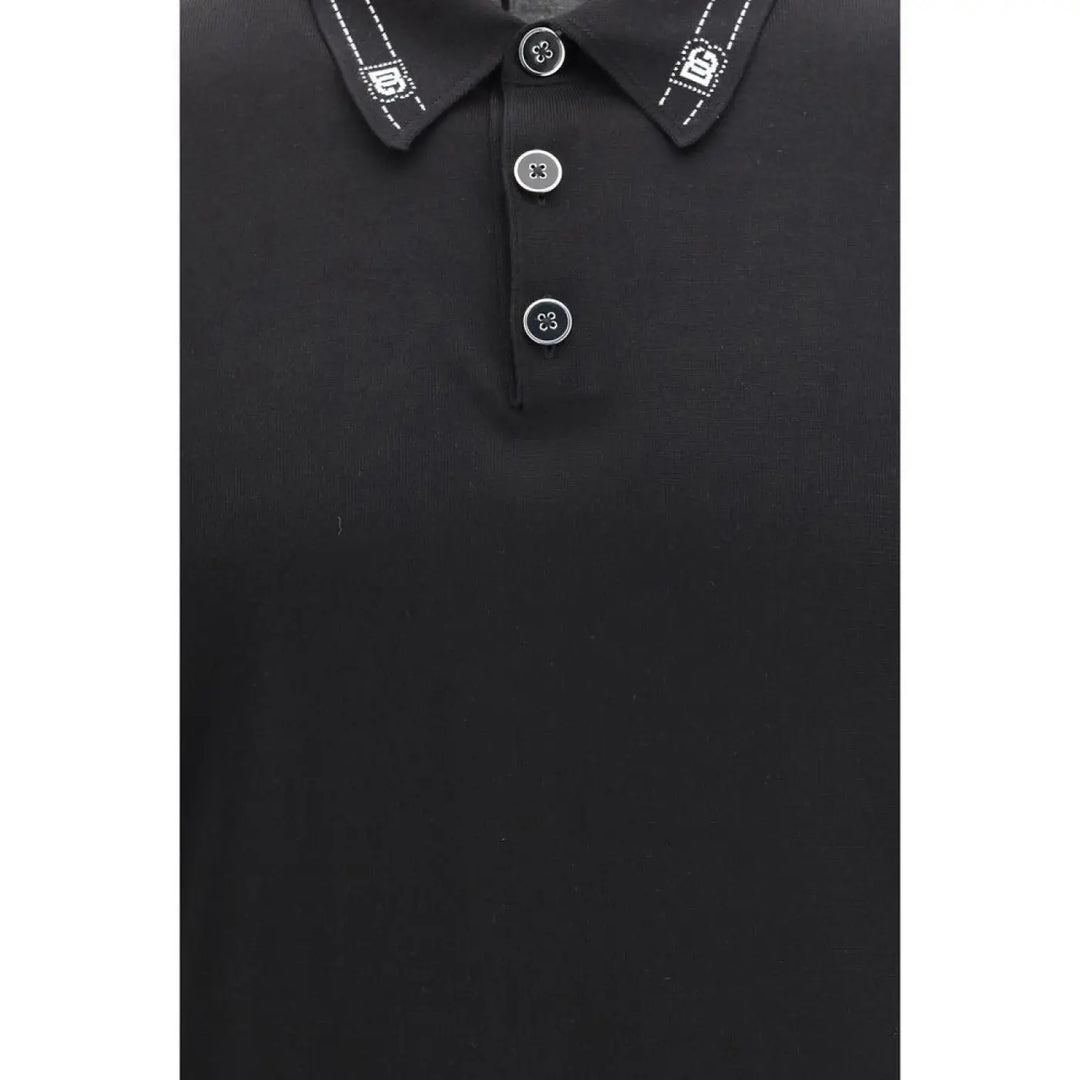 Dolce &amp; Gabbana Black Silk Polo Shirt