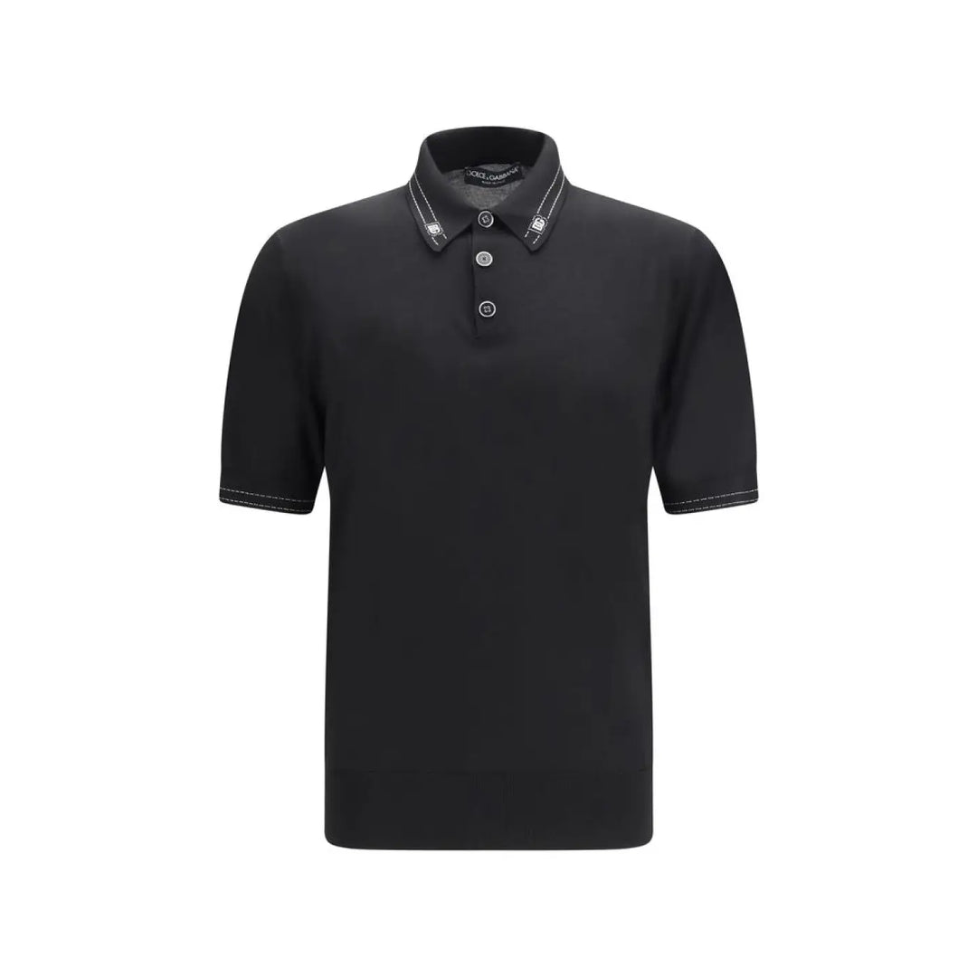 Dolce &amp; Gabbana Black Silk Polo Shirt