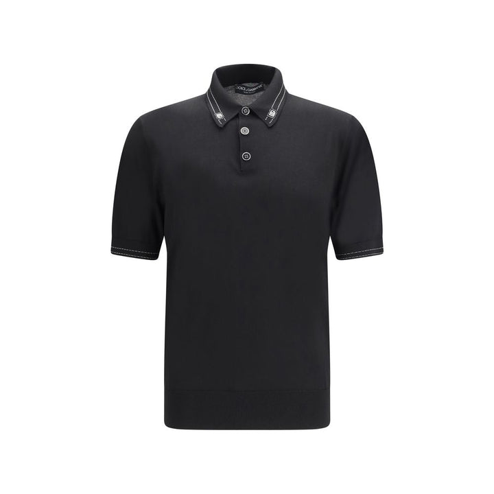 Dolce &amp; Gabbana Black Silk Polo Shirt