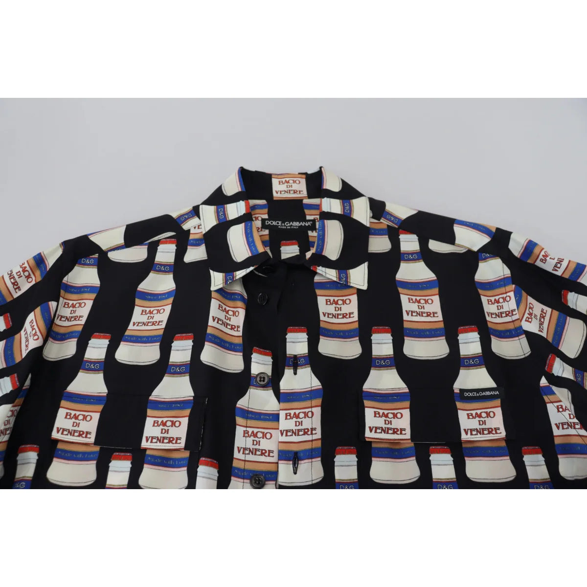 Dolce & Gabbana Black Silk Printed Casual Shirt for Men