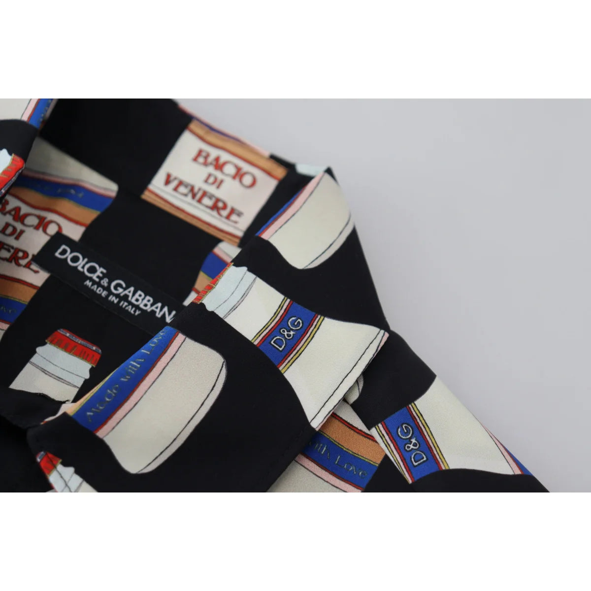 Dolce & Gabbana Black Silk Printed Casual Shirt for Men