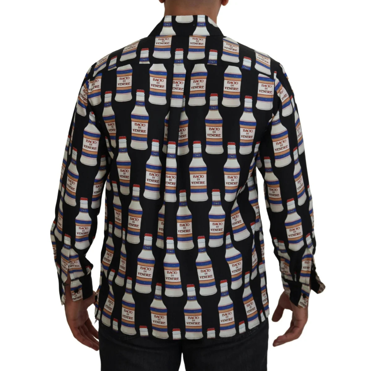 Dolce & Gabbana Black Silk Printed Casual Shirt for Men