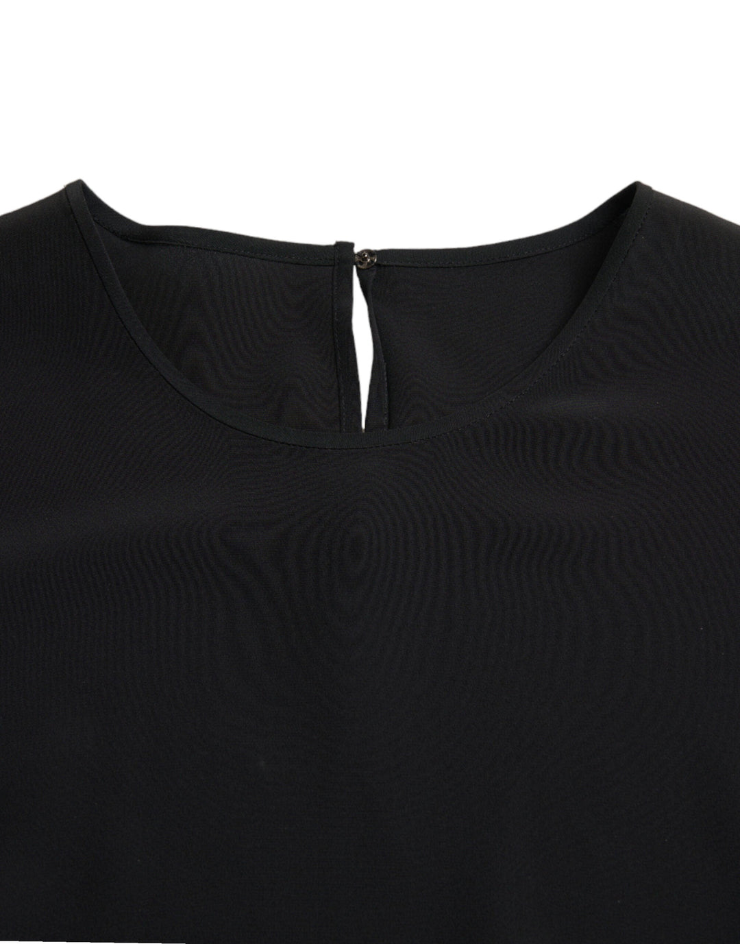Dolce &amp; Gabbana - Black Silk Round Neck Short Sleeve Blouse Top