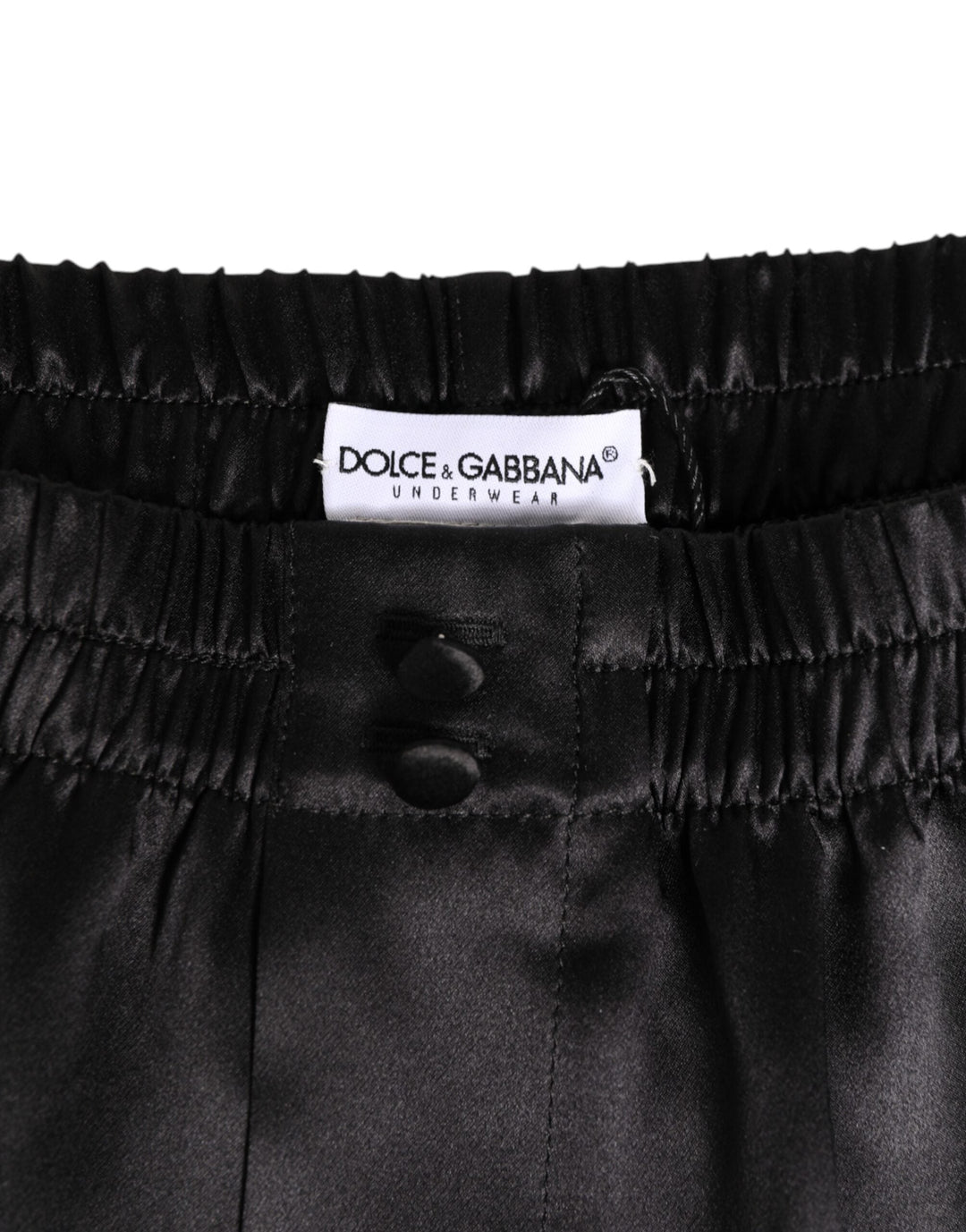 Dolce &amp; Gabbana Black Silk Satin Elastic Men Boxer Short Swimwear